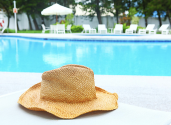 Hat sitting by the pool after a nice deep cleaning
